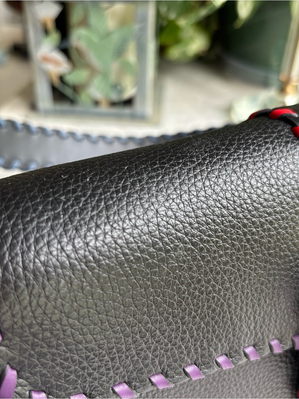 Coach Black Leather Georgie Shoulder Bag with Multicolor Whipstitch - Picture 12 of 13